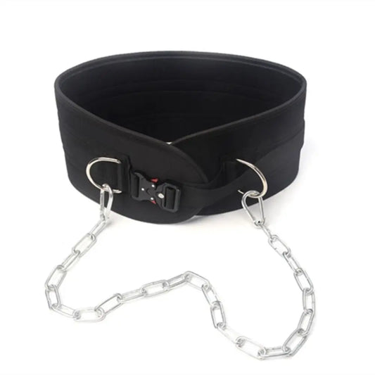 NIVEAU INTERMÉDIAIRE: Ceinture lesté de musculation en nylon, à chaîne réglable à haute charge, boucle en métal, idéal pour les tractions et les dips